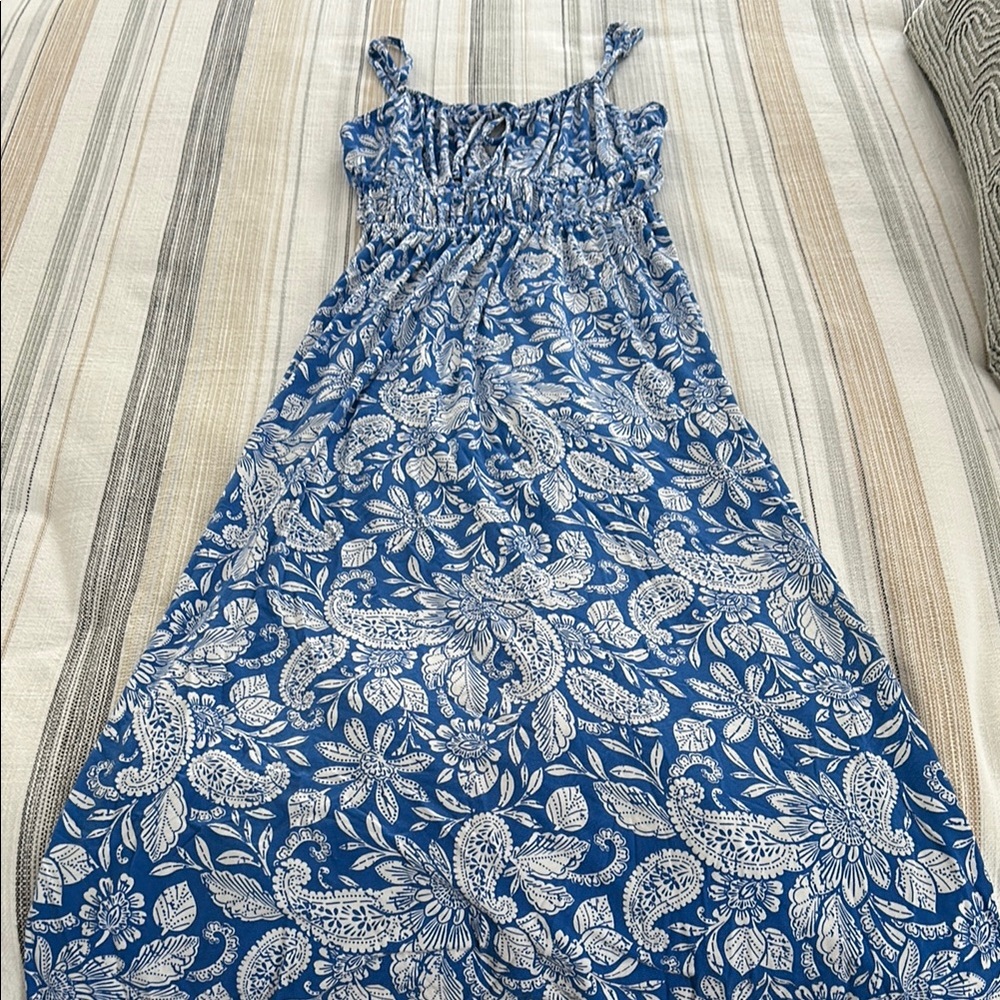 LOFT Blue Floral Sleeveless Dress